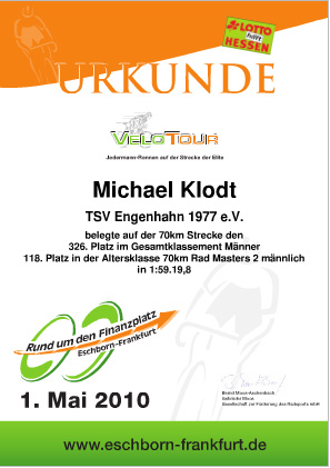 Urkunde von Michael Klodt